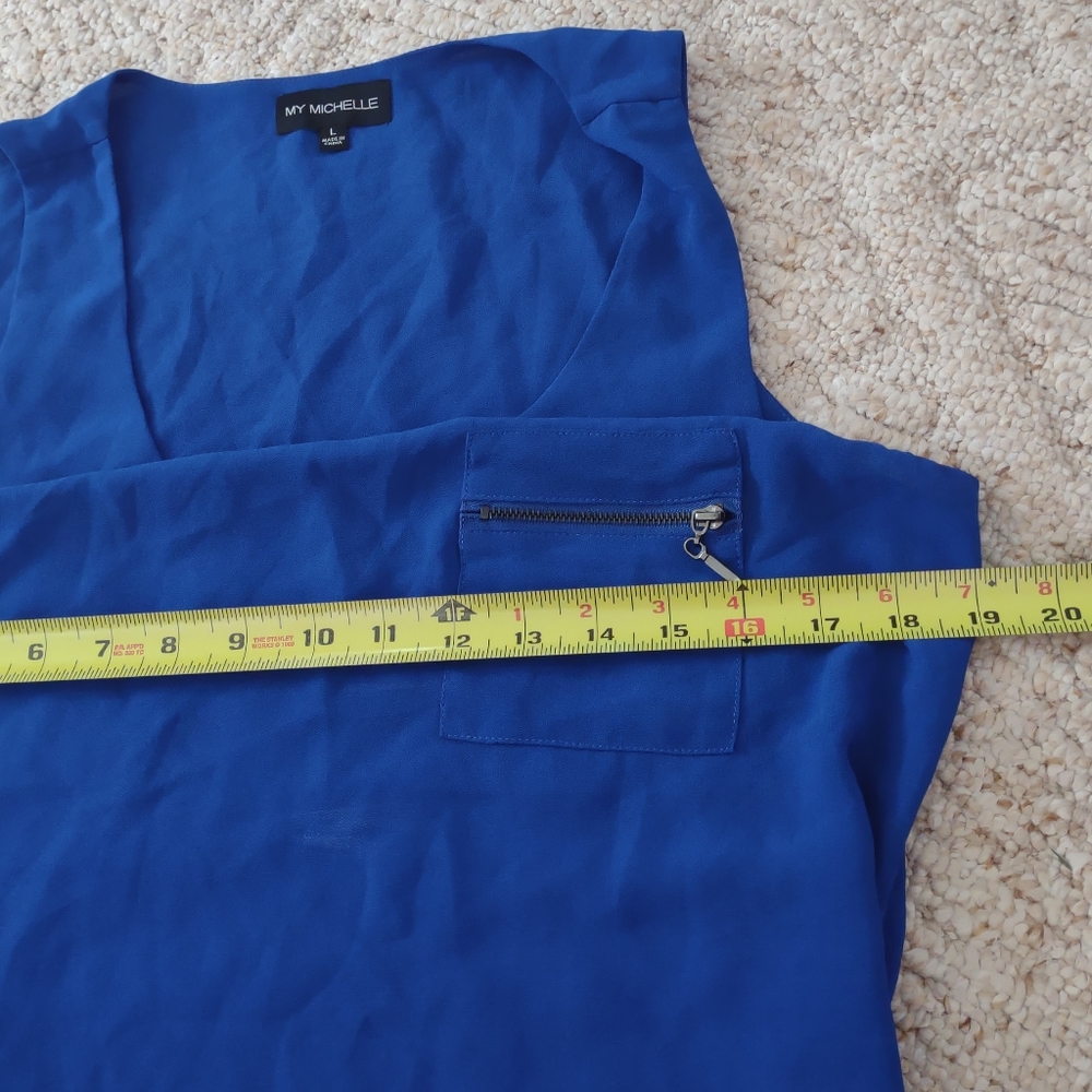 Royal Blue Sleeveless Blouse - Picture 6 of 7